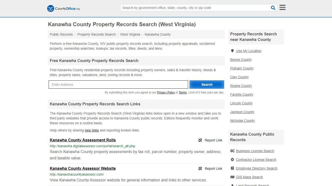 Property Records Search - Kanawha County, WV (Assessments ...